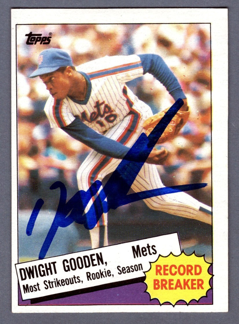 Dwight Doc Gooden Signed 1985 Topps Record Breaker #3 LSCM COA New York Mets0