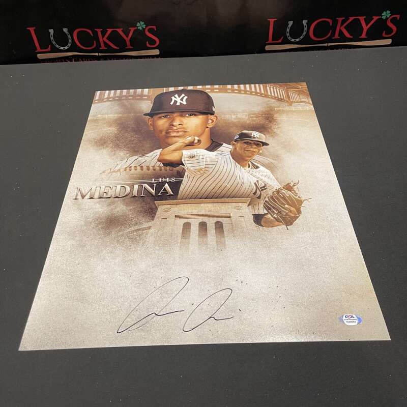 Luis Medina Signed Auto Autographed 16x20 Photo Composite PSA COA Yankees0