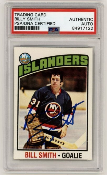 Billy Smith 1976-77 Topps #46 Signed PSA Authentic Auto Blue Islanders HOF0