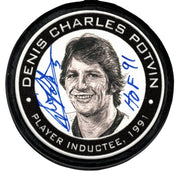 Denis Potvin Signed Hall of Fame Induction Puck w/ HOF 91 PSA ITP COA Islanders0