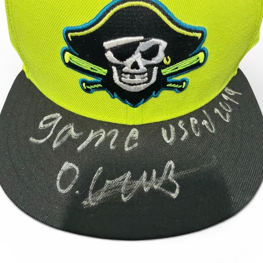 O'Neil Cruz Signed Game Used 2019 Bradenton Hat ONYX COA Pittsburgh Pirates1