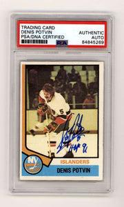 Dennis Potvin 1974-75 Topps #195 Rookie RC w/ HOF Insc Signed PSA Authentic Auto0