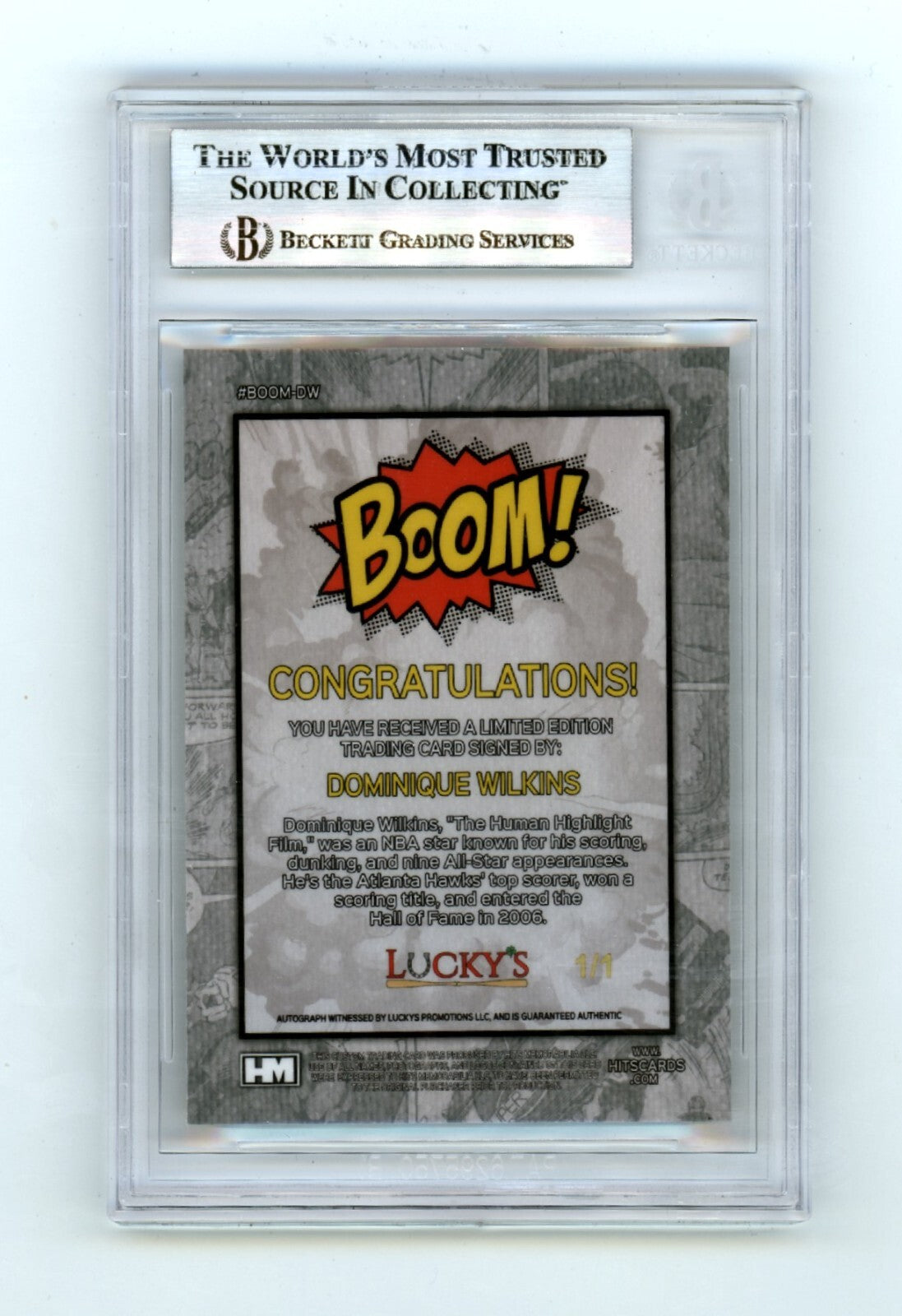 Dominique Wilkins 2024 Hits Memorabilia BOOM Super 1/1 Signed BGS BAS Auto Hawks1