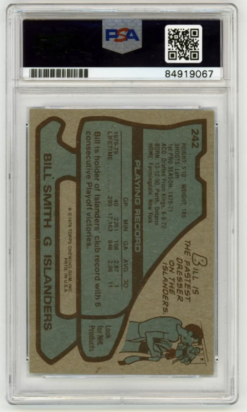 Billy Smith 1979-80 Topps #242 Signed PSA Authentic Auto Black Islanders HOF1