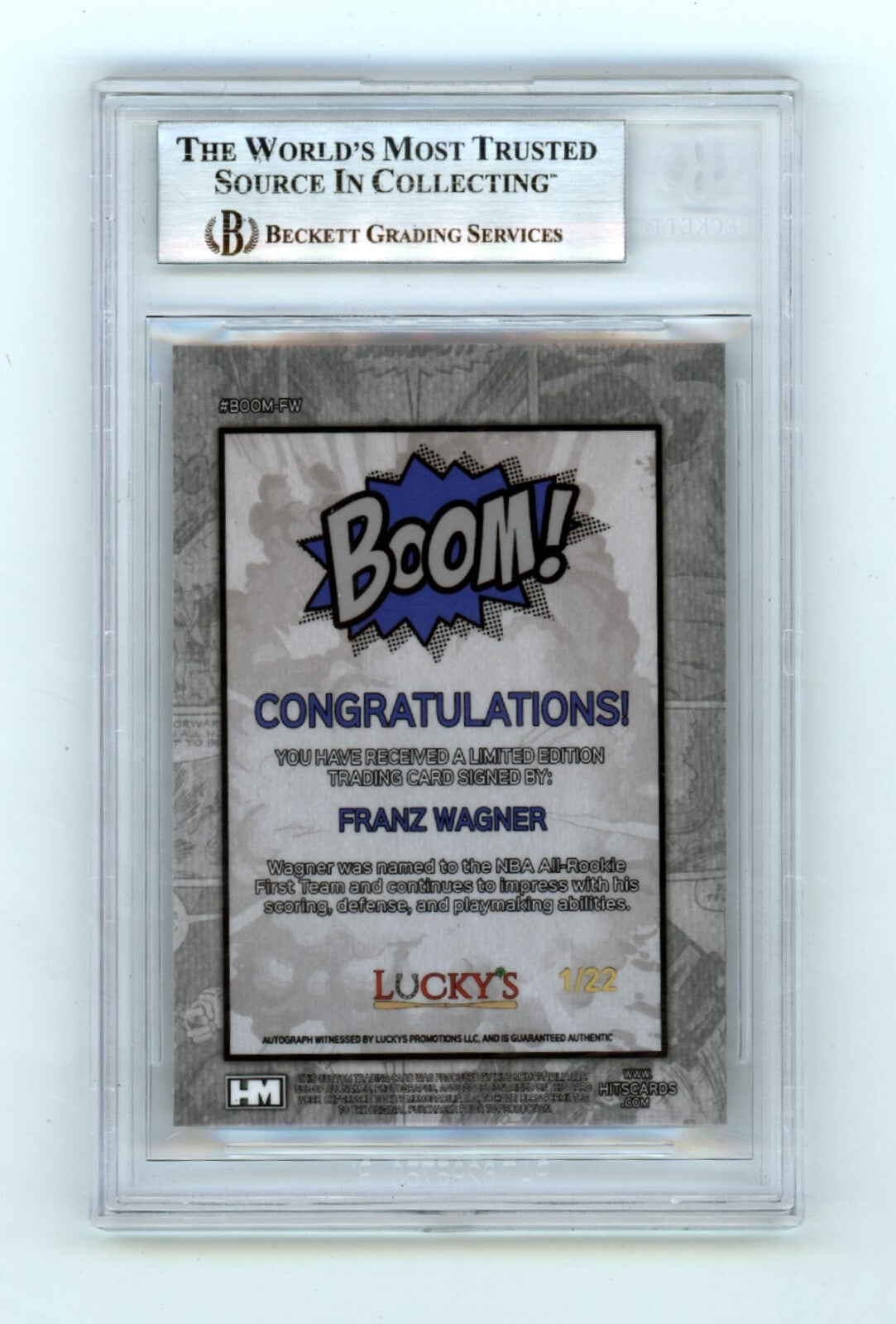 Franz Wagner 2024 Hits Memorabilia BOOM Silver #/22 Signed BGS BAS Auto Magic1