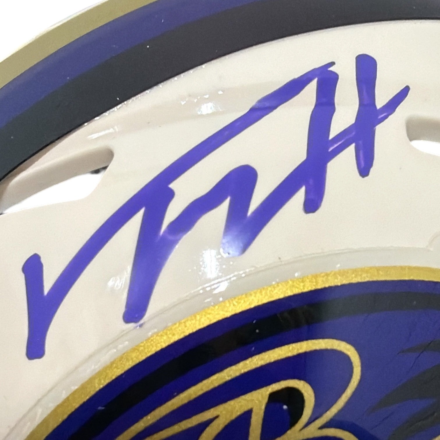 Trey Hendrickson Signed Baltimore Ravens Retro Mini Helmet JSA Witness COA1