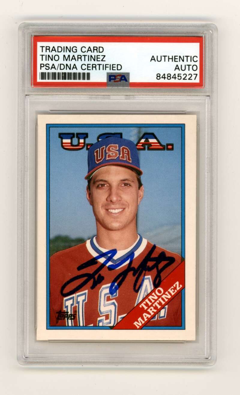 Tino Martinez 1988 Topps Traded #66T USA Rookie RC Signed PSA Authentic Auto0