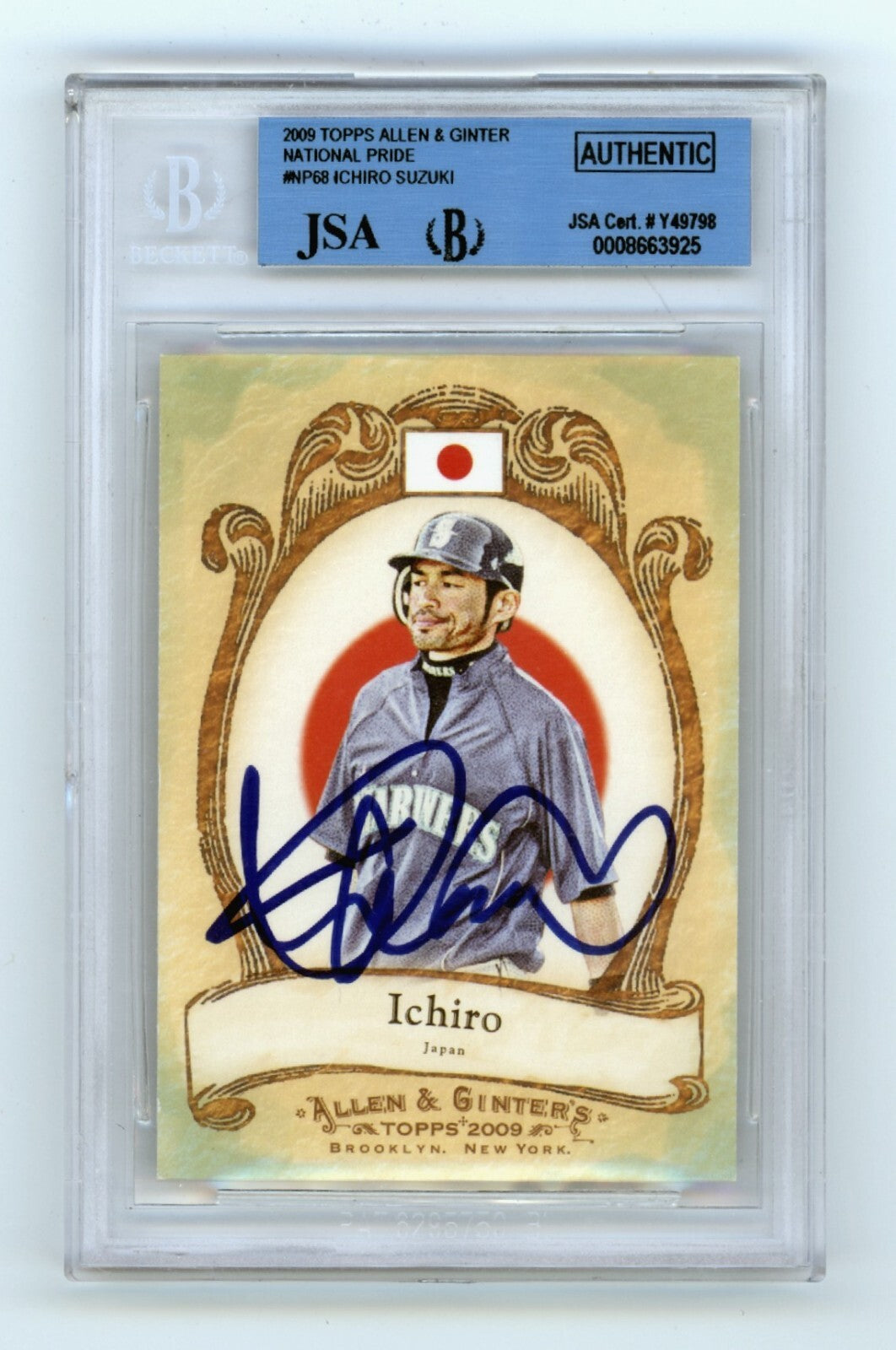 Ichiro Suzuki 2009 Topps Allen & Ginter Signed National Pride JSA BGS Authentic 0