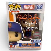 David Wright Signed Citi Field SGA Funko Pop #82 w/ Captain America Insc JSA COA0