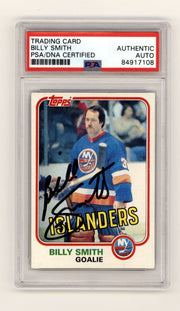 Billy Smith 1981-82 Topps East #93 Signed PSA Authentic Black Auto Islanders HOF0