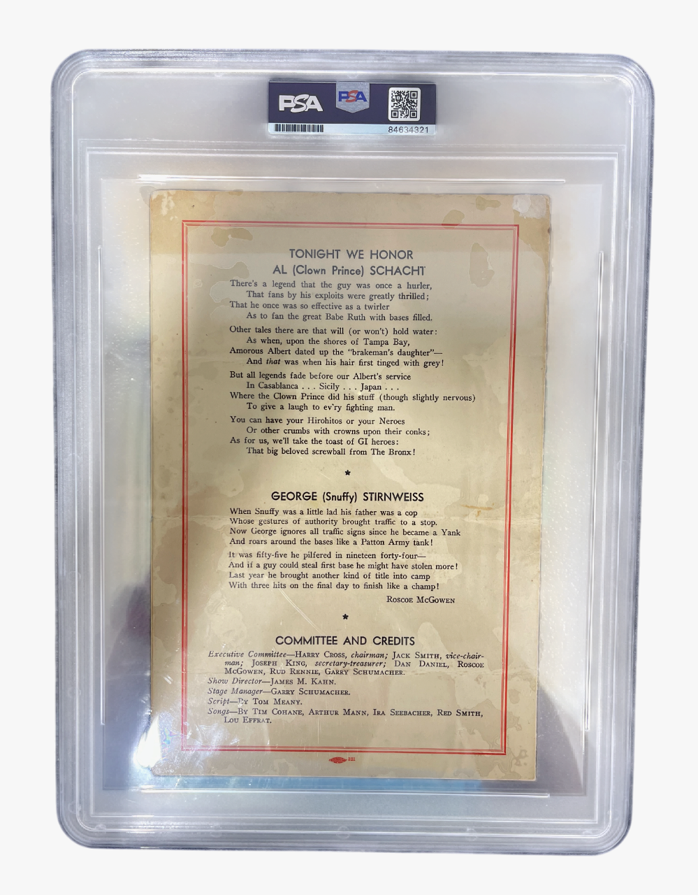 Babe Ruth Signed 1946 NY BBWAA Eating Contest Official Scorecard PSA 9 Auto MINT2