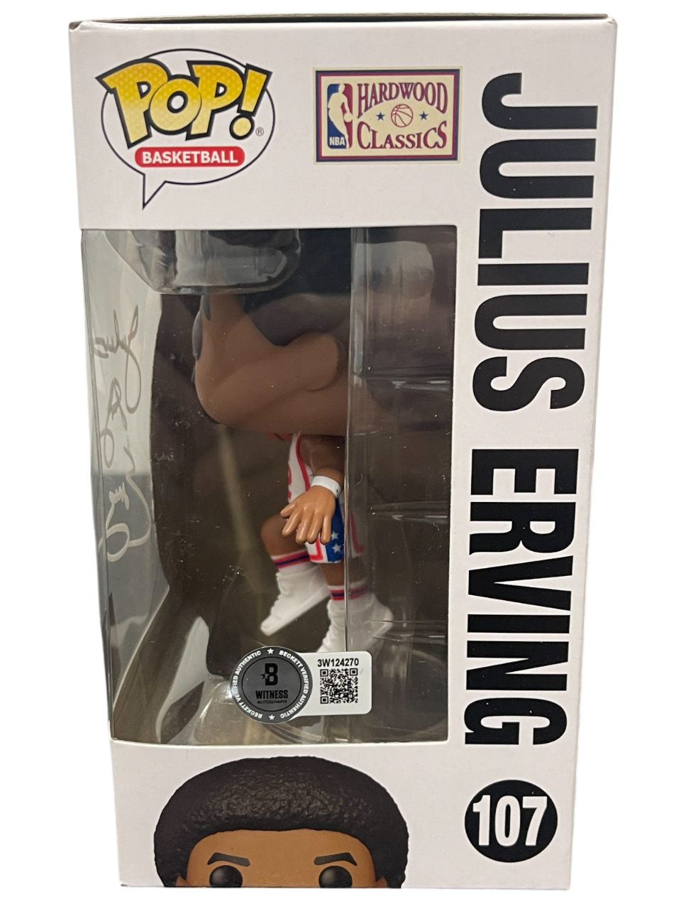 Julius Erving Signed Nets NBA Funko Pop #107 w/ Dr J Ins Beckett Witness BAS COA2