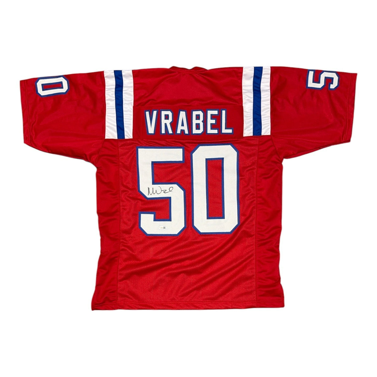 Mike Vrabel Signed New England Patriots Red TB Custom Jersey JSA Witness COA0