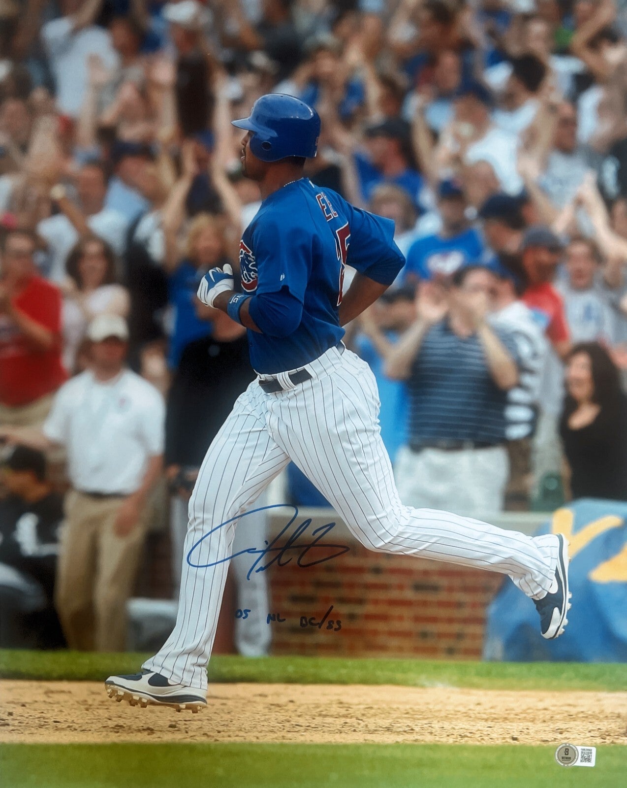 Derrek Lee Signed 16x20 Photo w/ 05 NL BC/SS Beckett Witness BAS COA Cubs0