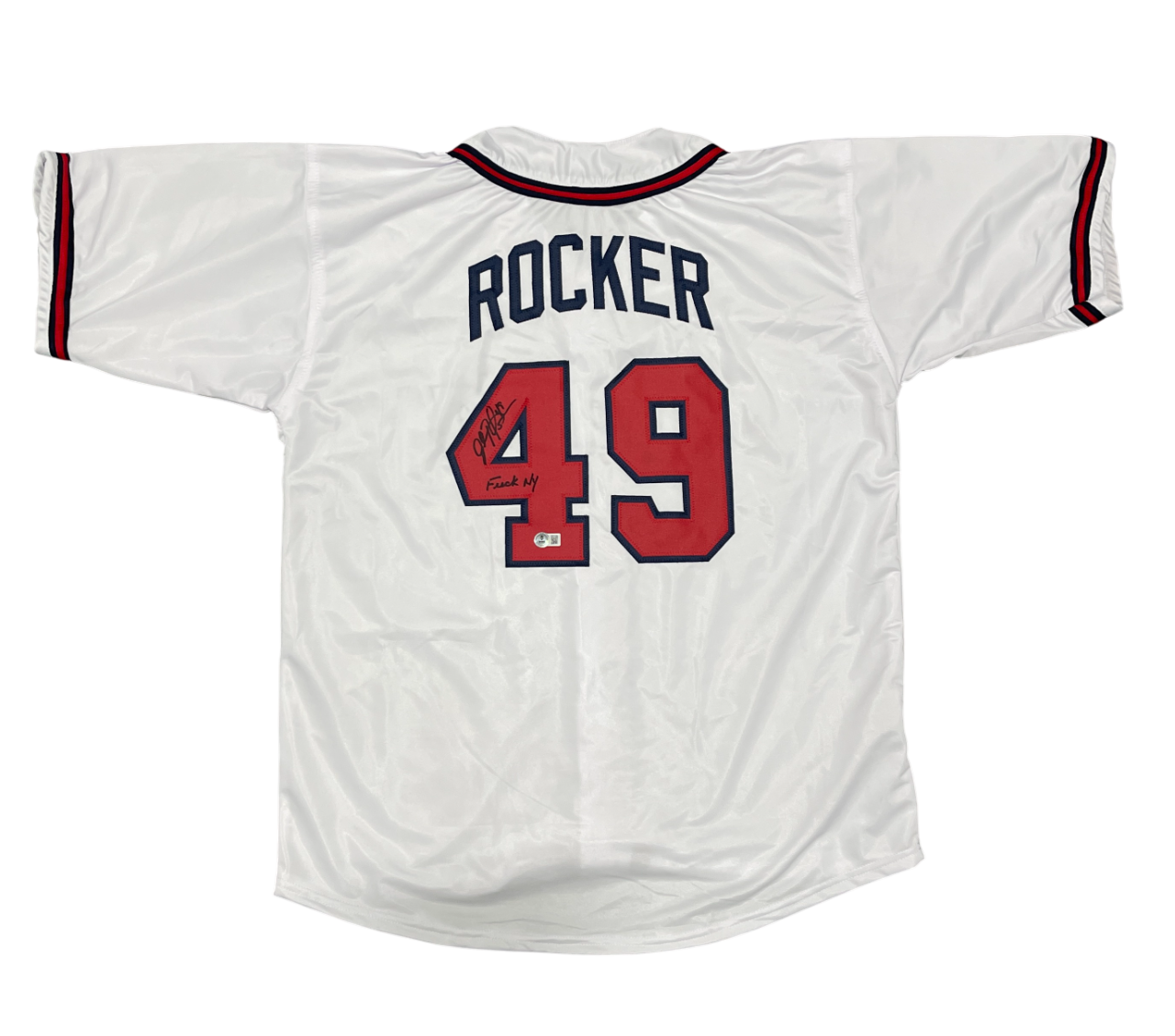 John Rocker Signed Atlanta Braves Custom Jersey w/ F**K NY Beckett Wit BAS COA0