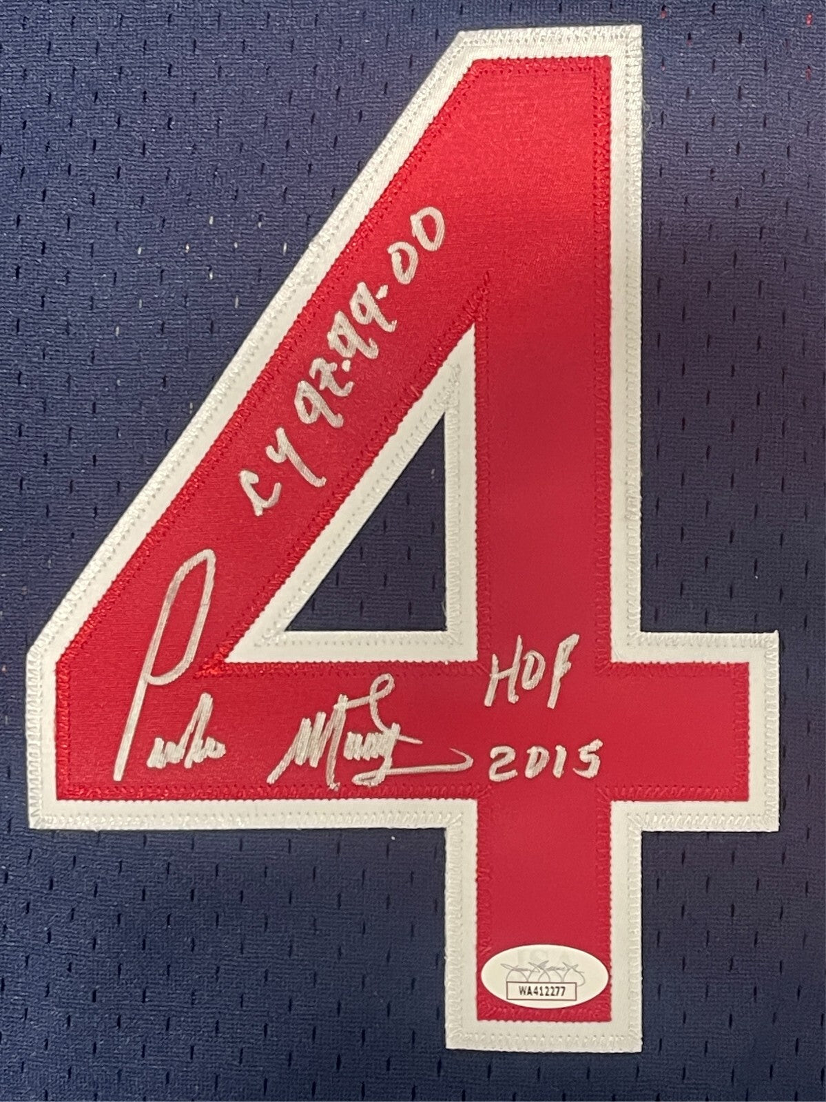 Pedro Martinez Signed Auto M&N Authentic BP Red Sox Jersey HOF CY In JSA WIT COA1