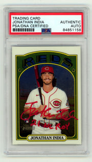 Jonathan India 2021 Topps Heritage Chrome #541 RC Signed w/Ins /999 PSA Auto0