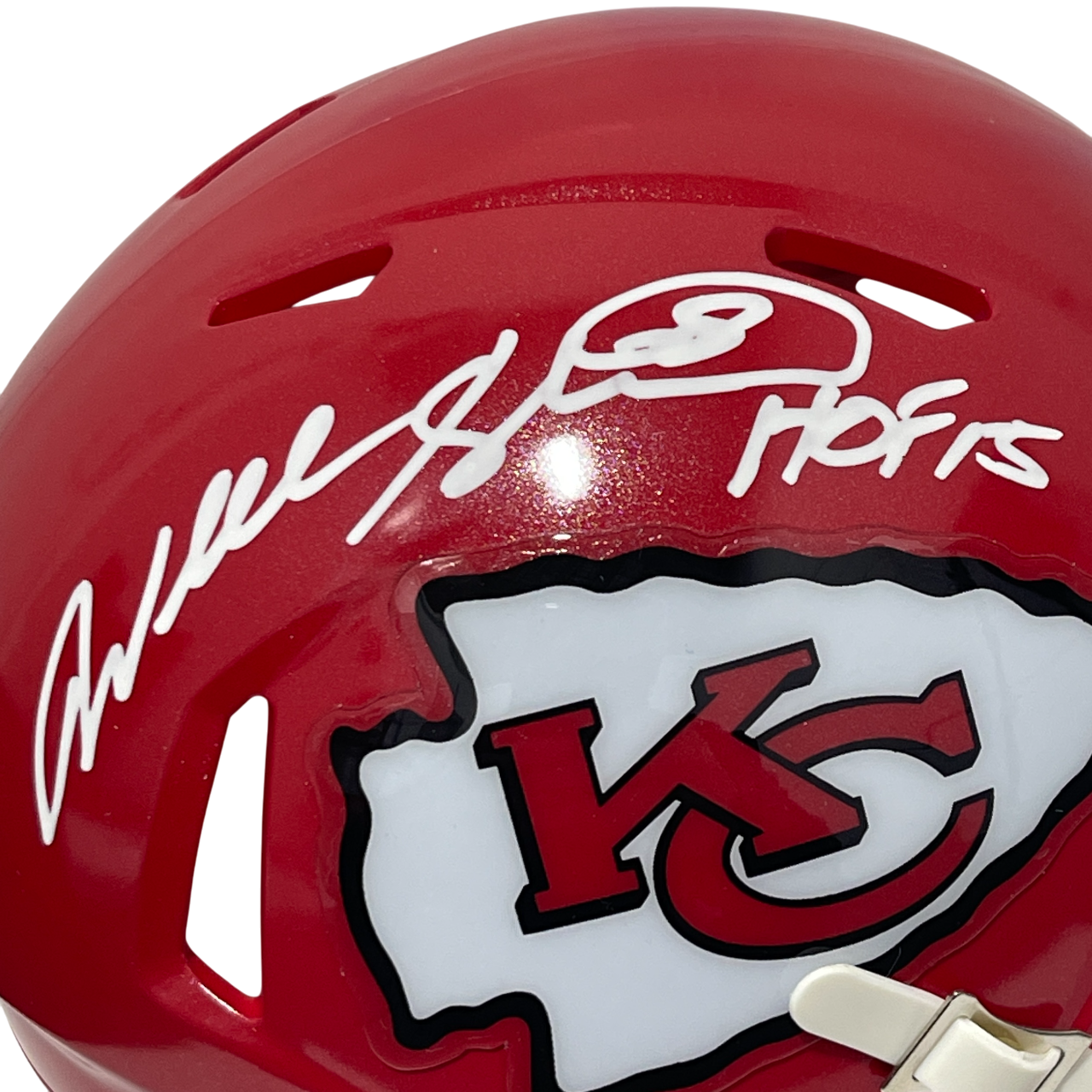 Will Shields Signed KC Chiefs Speed Mini Helmet w HOF 15 Beckett Witness BAS COA1