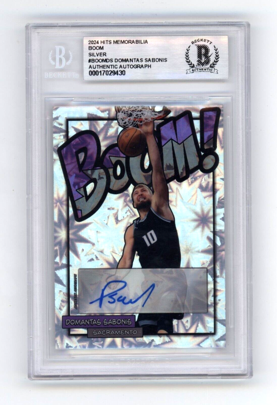 Domantas Sabonis 2024 Hits Memorabilia BOOM Silver JSY 10/10 Signed BGS BAS Auto0