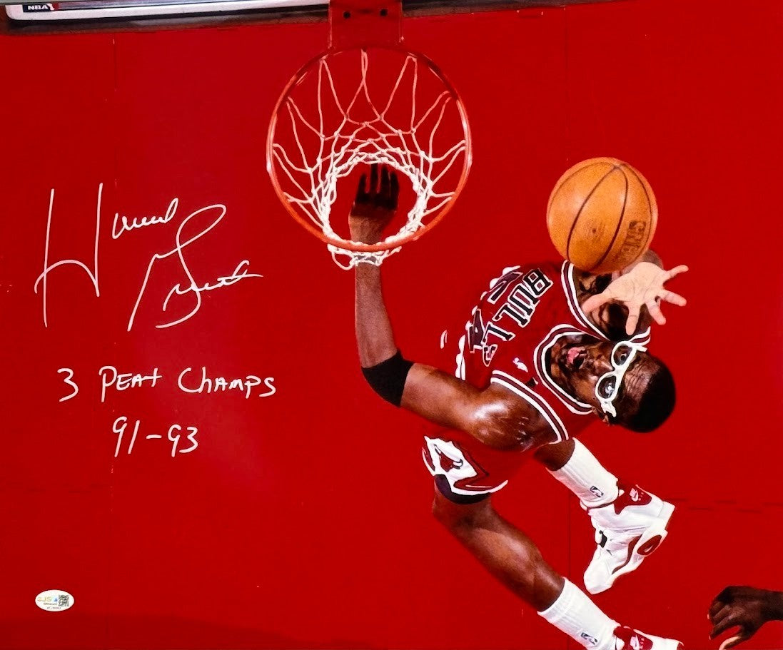 Horace Grant Signed Chicago Bulls 16x20 Photo w/ 3 Peat 91-93 JSA WITNESS COA0