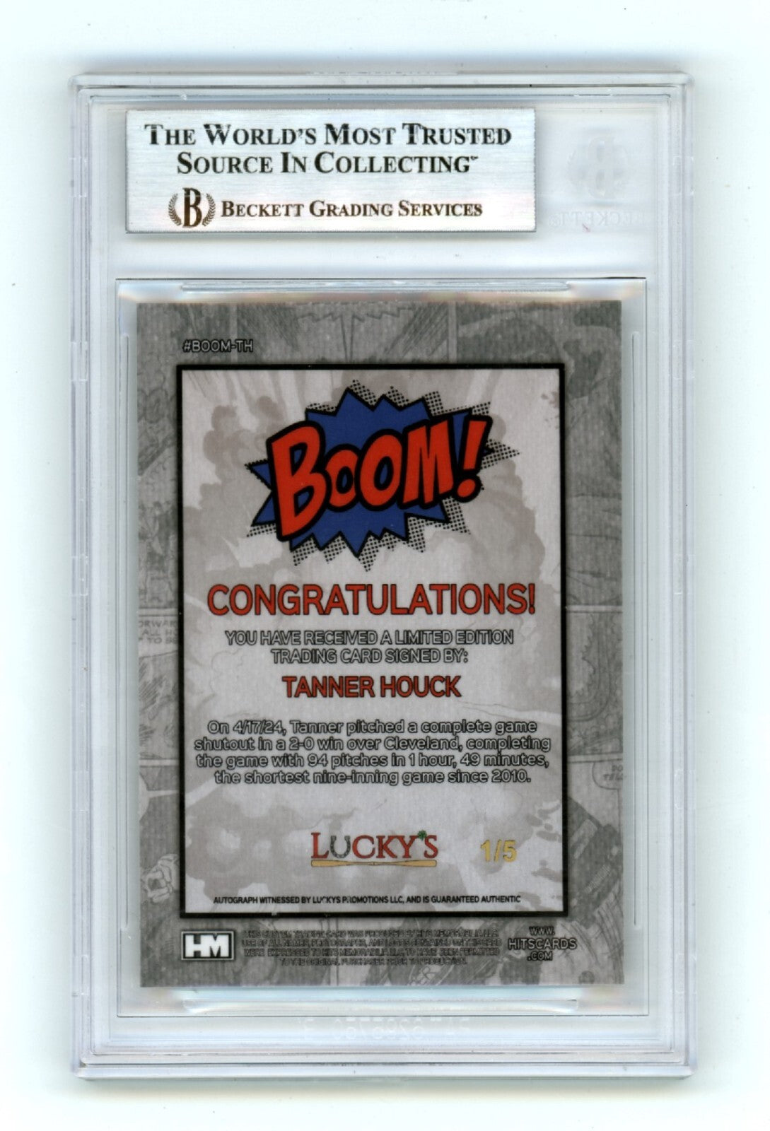 Tanner Houck 2024 Hits Memorabilia BOOM Gold #/5 Signed BGS BAS Auto Red Sox1