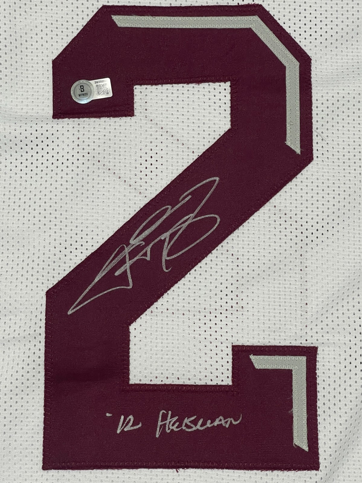 Johnny Manziel Signed Texas A&M Custom Jersey w/ 12 Heisman Beckett Wit BAS COA1