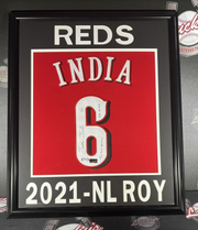 Jonathan India Signed Framed Custom Jersey w/ 2 Insc LE 6/6 Reds PSA ITP COA0