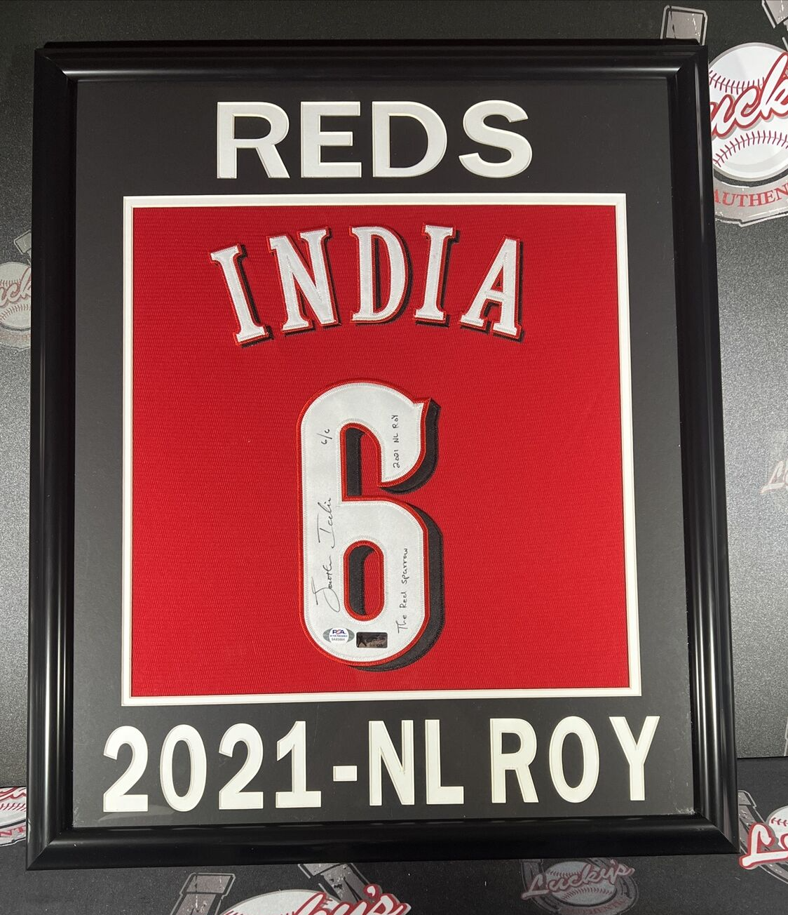 Jonathan India Signed Framed Custom Jersey w/ 2 Insc LE 6/6 Reds PSA ITP COA0