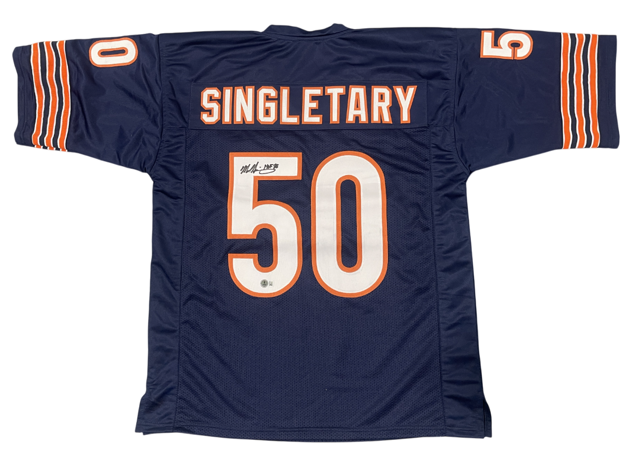 Mike Singletary Signed Chicago Bears Custom Jersey w/ HOF 98 Beckett Wit BAS COA0