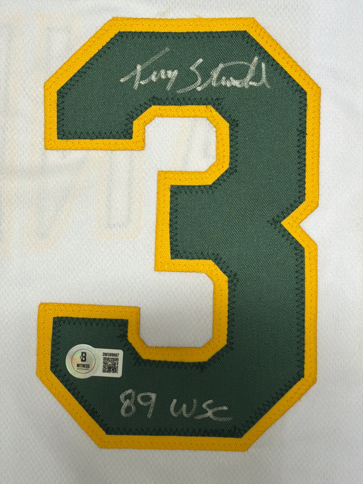 Terry Steinbach Signed Oakland Athletics Custom Jersey w/ WSC Beckett W BAS COA1