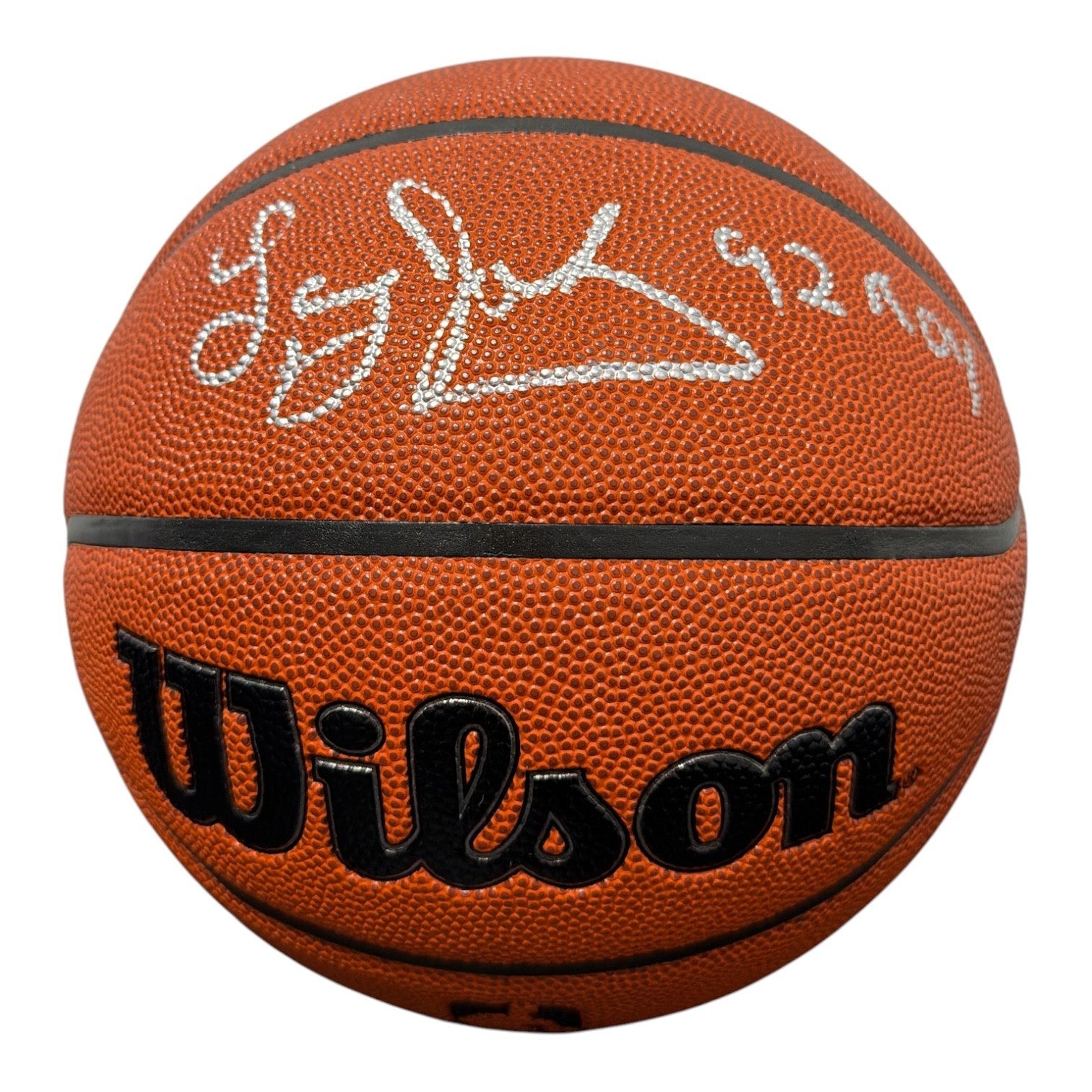Larry Johnson Signed Autographed Wilson NBA Basketball w/ 92 ROY JSA Witness COA0