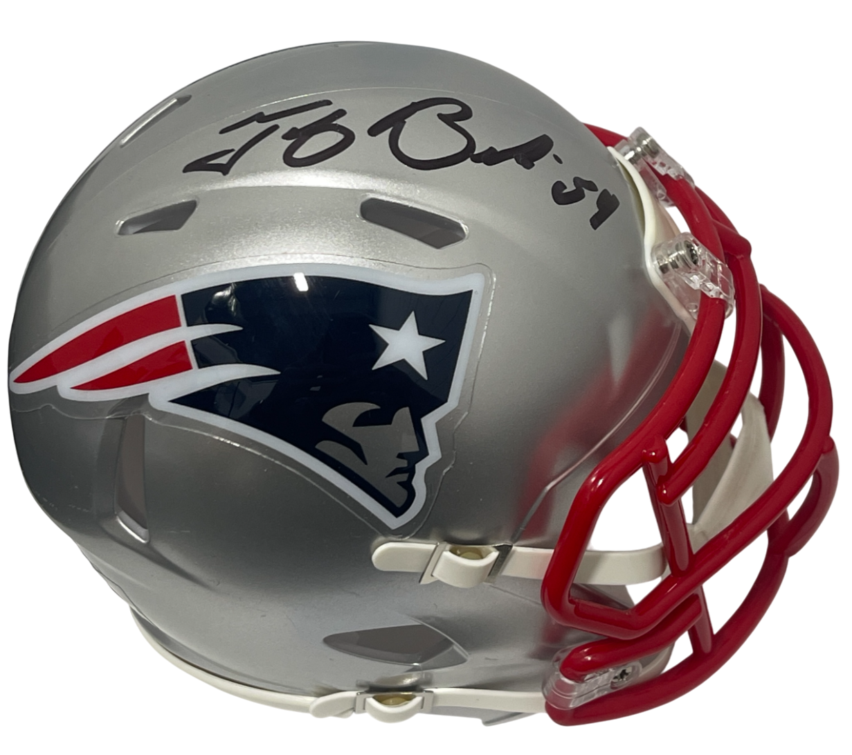 Tedy Bruschi Signed New England Patriots Speed Mini Helmet Beckett Wit BAS COA0