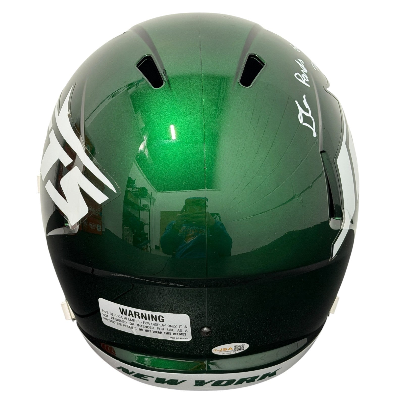 D'Angelo Ponds Signed Jets Speed FS Full Size Helmet w/ 2x Insc JSA Witness COA3