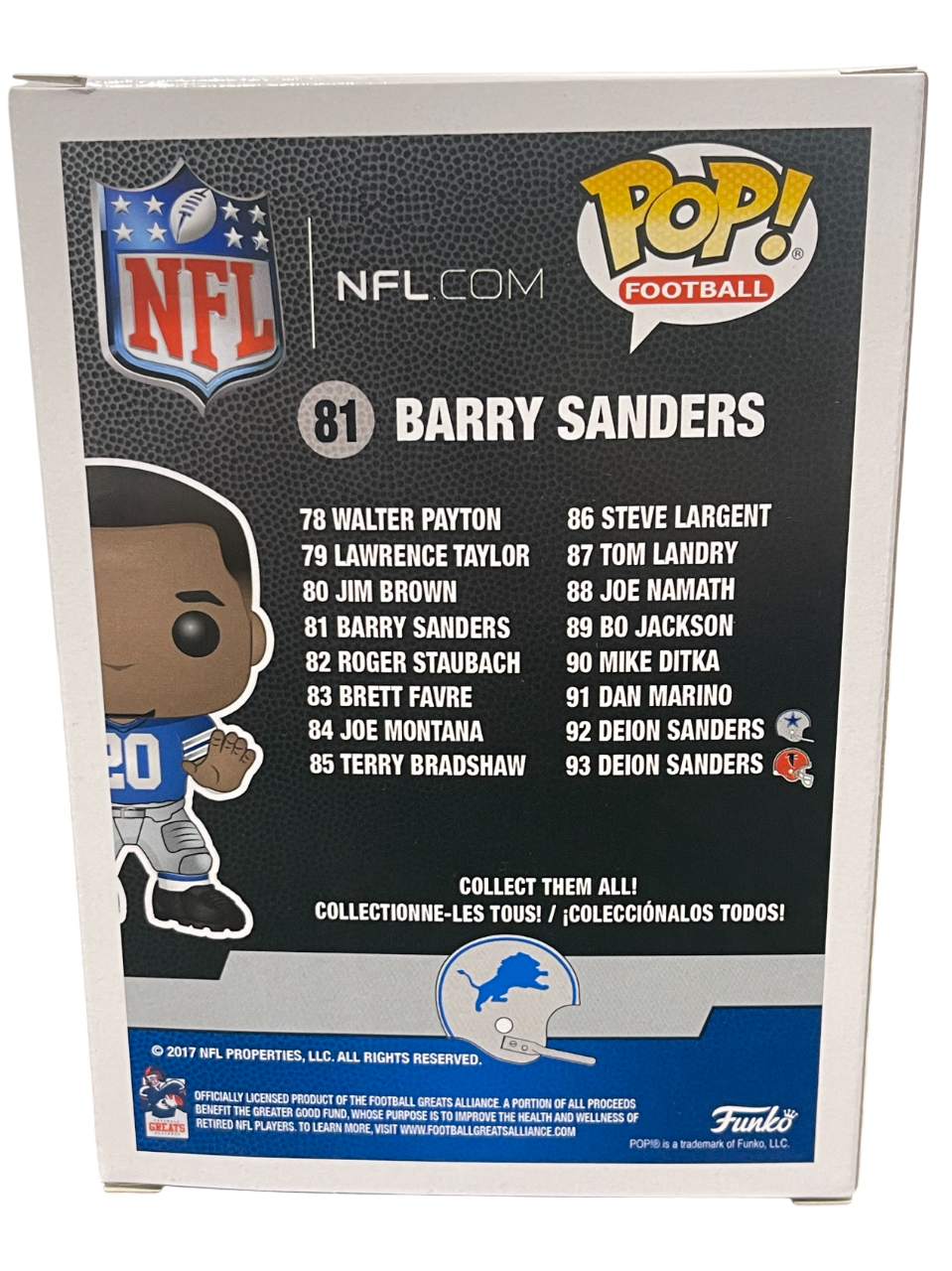 Barry Sanders Signed Detroit Lions NFL Funko Pop #81 Beckett Witness BAS COA4