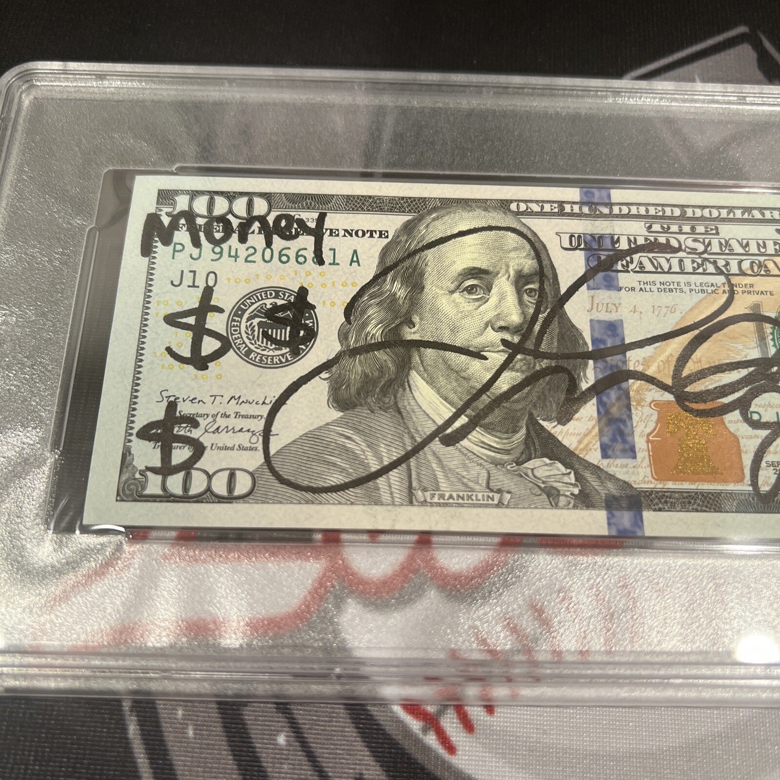 Floyd Mayweather Jr. Signed $100 Bill US Currency x4 Inscription PSA Auth Auto C1