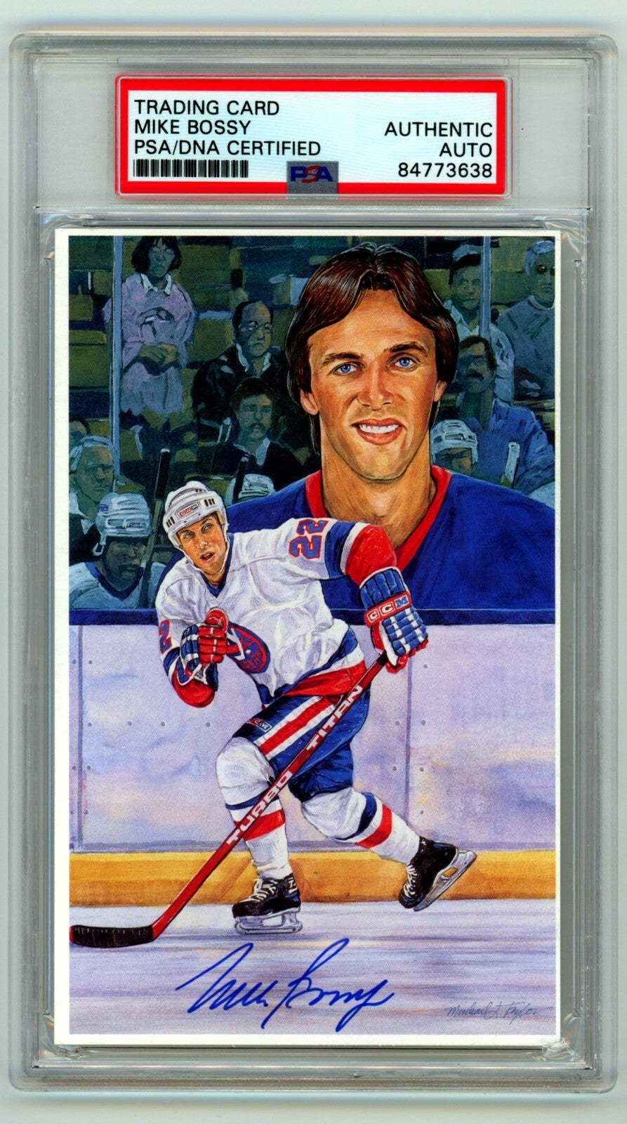 Mike Bossy Signed Autographed 1996 Legends of Hockey Postcard #87 PSA Auth. Auto0