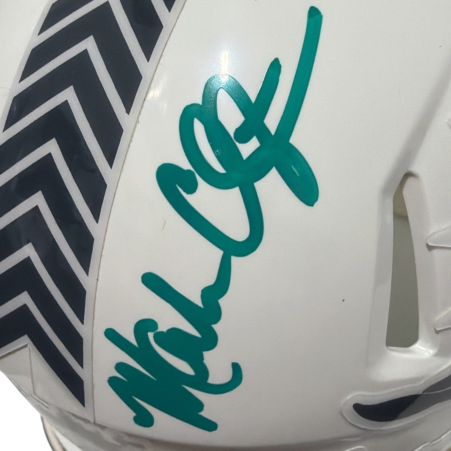 Mark Clayton & Mark Duper Dual Signed Dolphins Salute Mini Helmet JSA Wit COA1