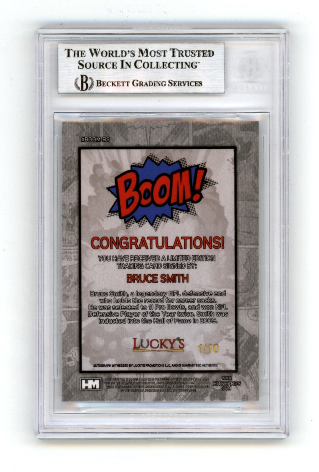 Bruce Smith 2024 Hits Memorabilia BOOM Silver #/10 Signed BGS BAS Auto Bills1