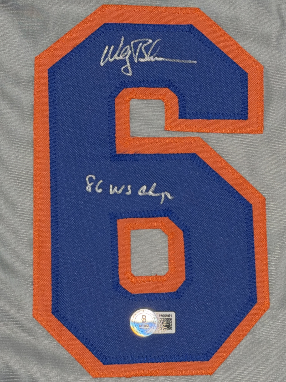 Wally Backman Signed Mets Custom Jersey w/ 86 WS Champs Beckett Wit BAS COA2