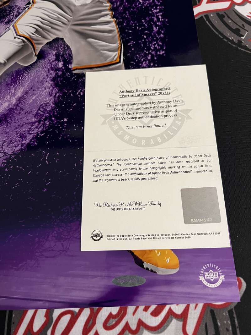 Anthony Davis Signed 20x24 Photo Portrait of Success Upper Deck UDA COA1