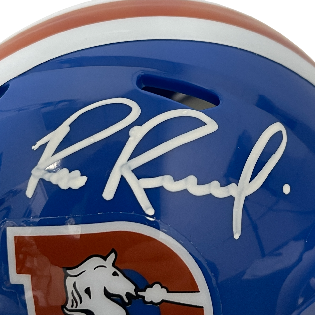 Bill Romanowski Signed Broncos 75-95 TB Mini Helmet Beckett Witness BAS COA1