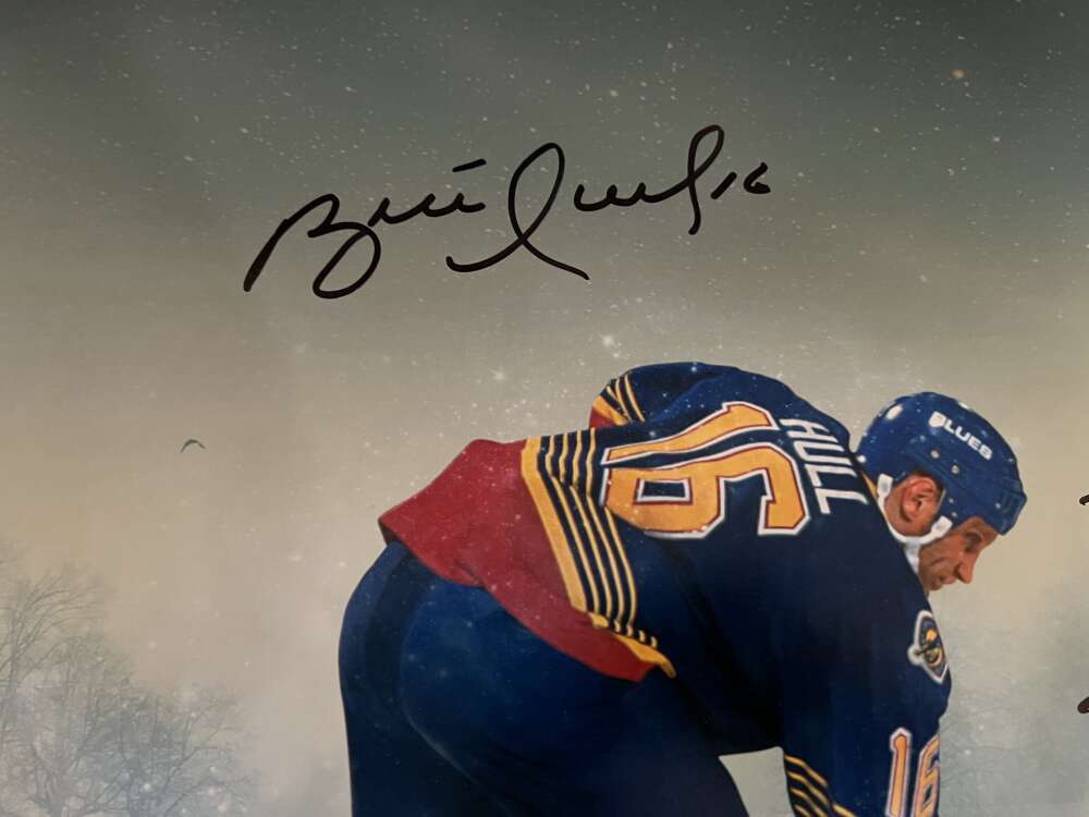 Wayne Gretzky Brett Hull Dual Signed Auto 30x15 Photo Frozen Pond LE /99 UDA COA1