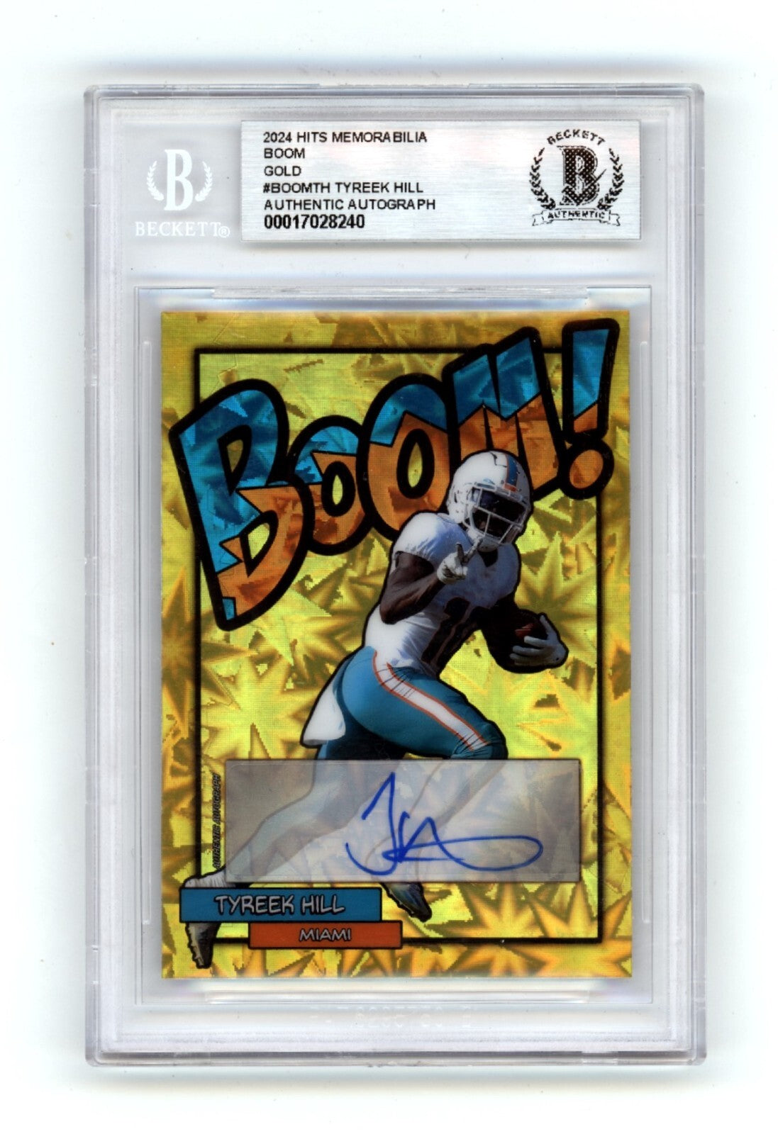 Tyreek Hill 2024 Hits Memorabilia BOOM Gold #/10 Signed BGS BAS Auto Dolphins0