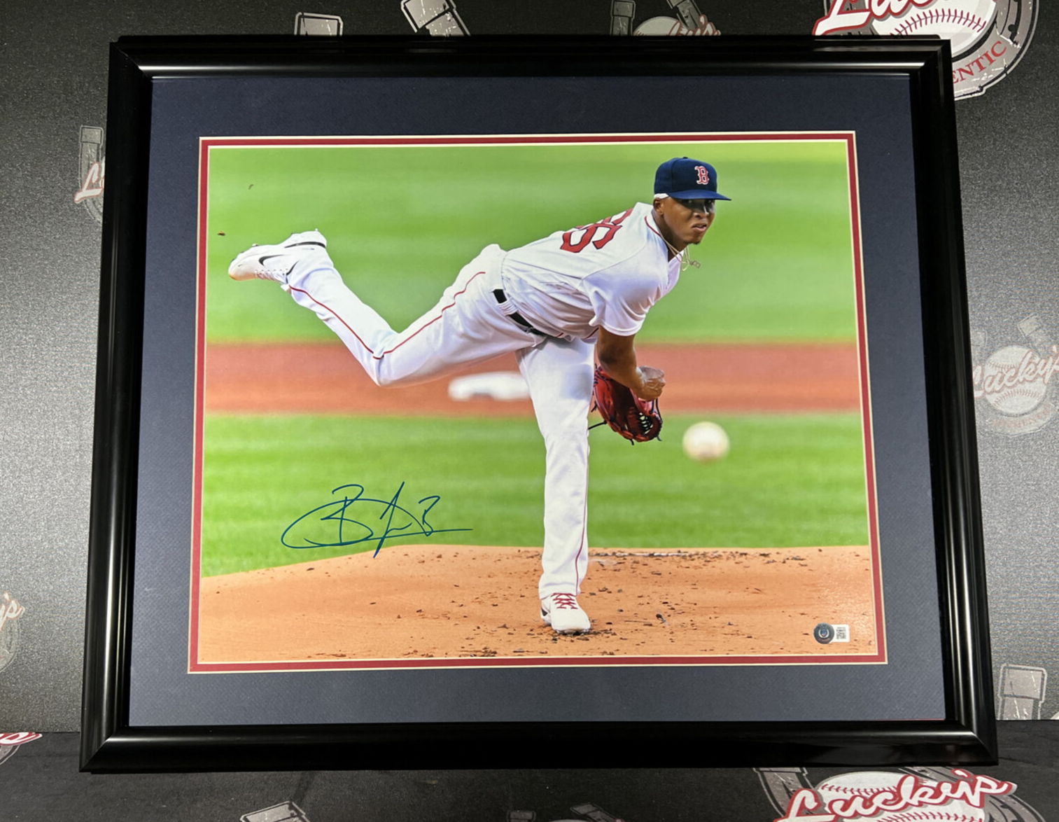 Brayan Bello Signed Framed 16x20 Photo Beckett Witness BAS COA Red Sox0