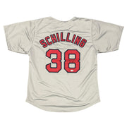 Curt Schilling Signed Autographed Boston Red Sox Custom Jersey JSA Witness COA0