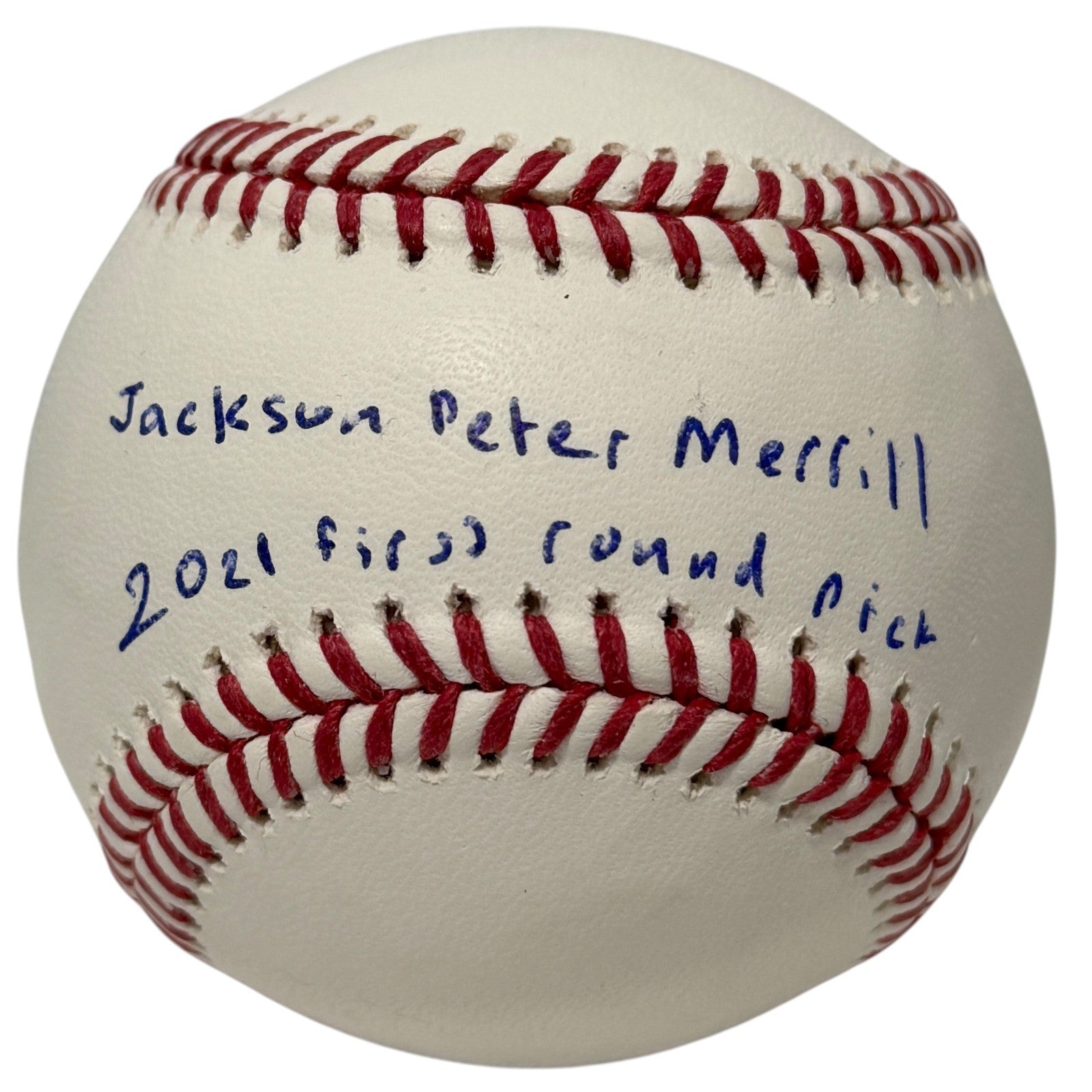 Jackson Merrill Full Name Signed ROMLB Baseball w/ 2021 1st Rd JSA COA Padres0