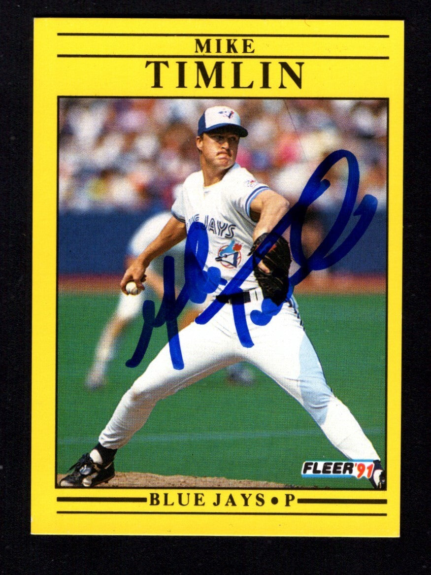 Mike Timlin Signed Auto 1991 Fleer Update #U-68 Rookie RC LSCM COA Blue Jays0