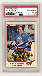 Billy Smith 1981-82 O-Pee-Chee OPC #207 Signed PSA Authentic Black Auto NYI HOF0