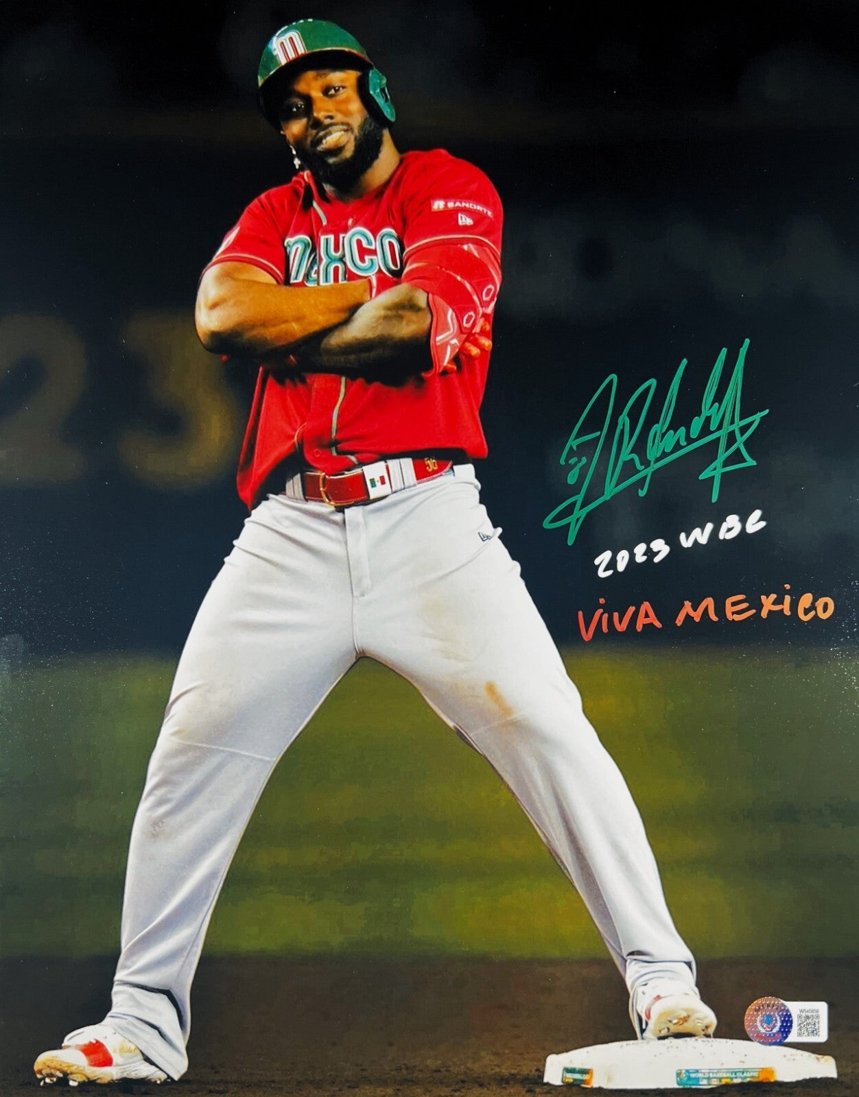 Randy Arozarena Signed Mexico 11x14 Photo 2023 WBC Beckett Witness BAS COA0
