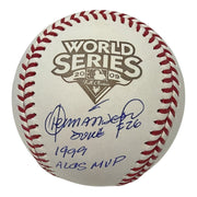Orlando Hernandez Signed World Series Logo Baseball w/ 1999 ALCS MVP JSA Wit COA0